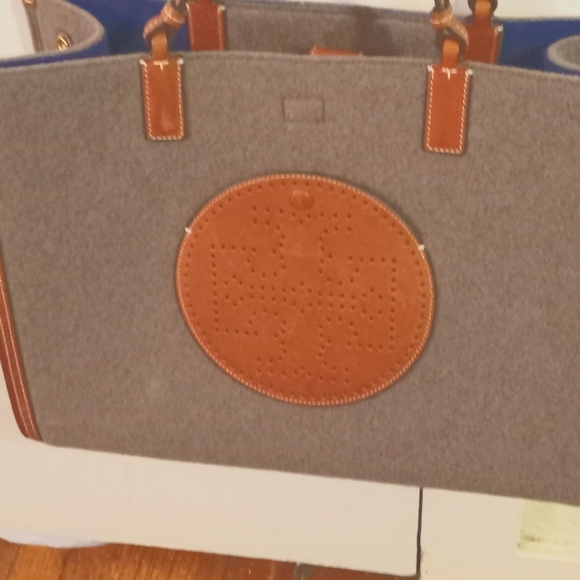 Tory Burch Gray Ella Felt Tote - Picture 1 of 9